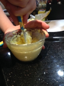 Mix garlic clove & butter together