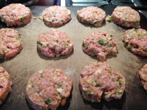 Burgers ready for the oven.  